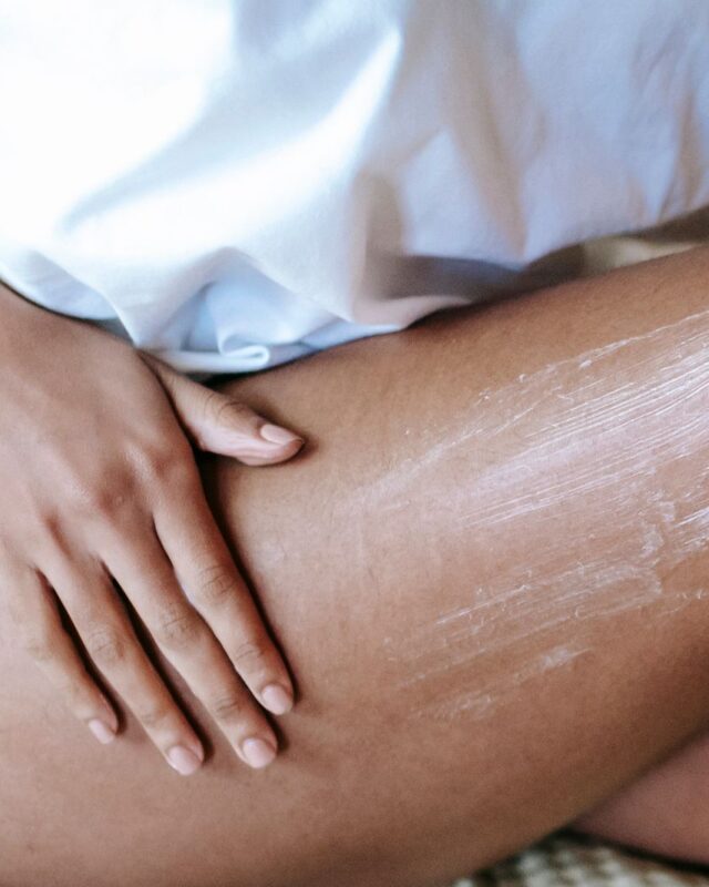 Soothing fragrance free cream applied to razor burn on the bikini area